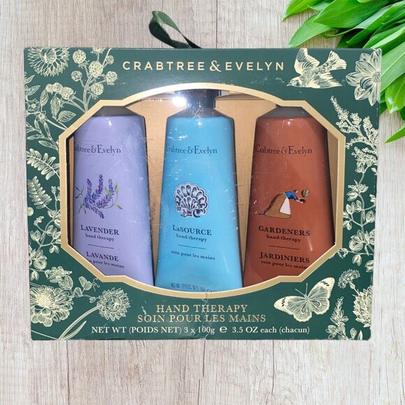 Crabtree & Evelyn Hand Therapy 3pc Gift Set 3.5oz LaSOURCE-LAVENDER-GARDENERS - Picture 1 of 4